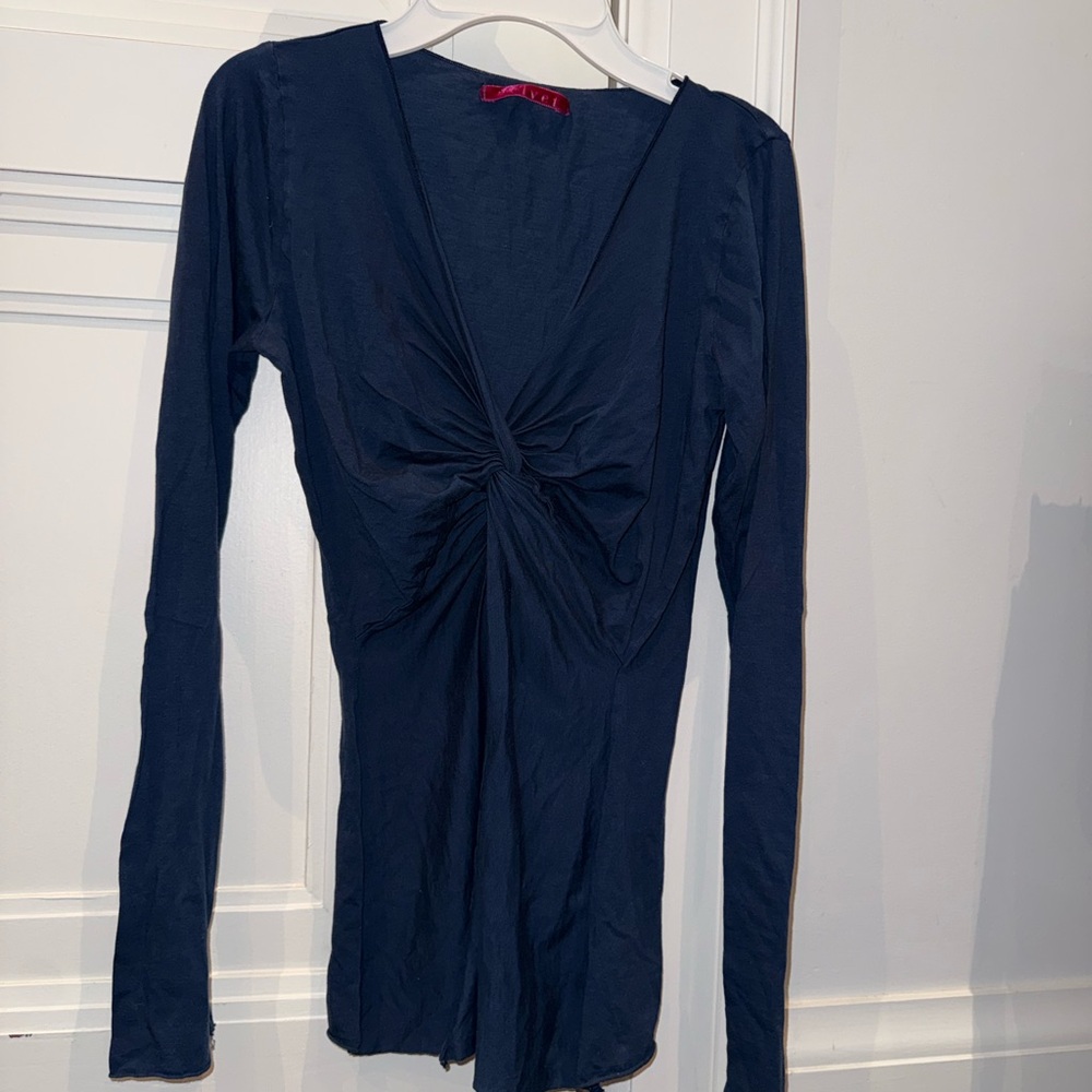 Velvet Deep Blue Long Sleeve Top